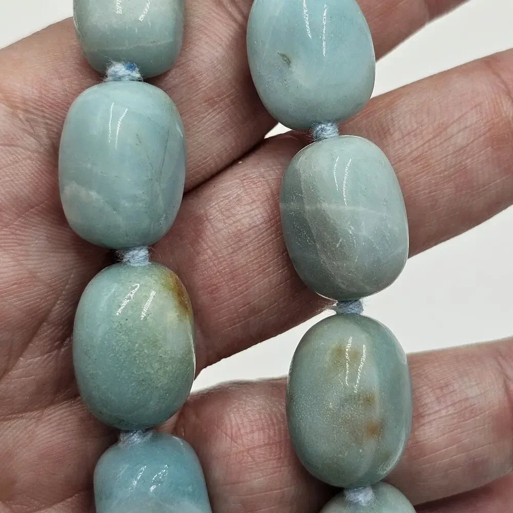 Larimar Blue Stone Bead Necklace & Earrings Set GSJ 925 Sterling